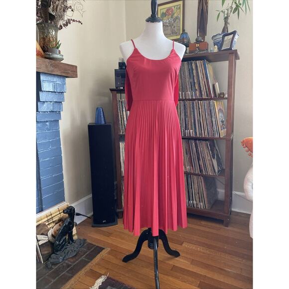 Vintage Jody T California Accordion Pleat Cami Midi Tank Cocktail Dress Disco S - Picture 7 of 13